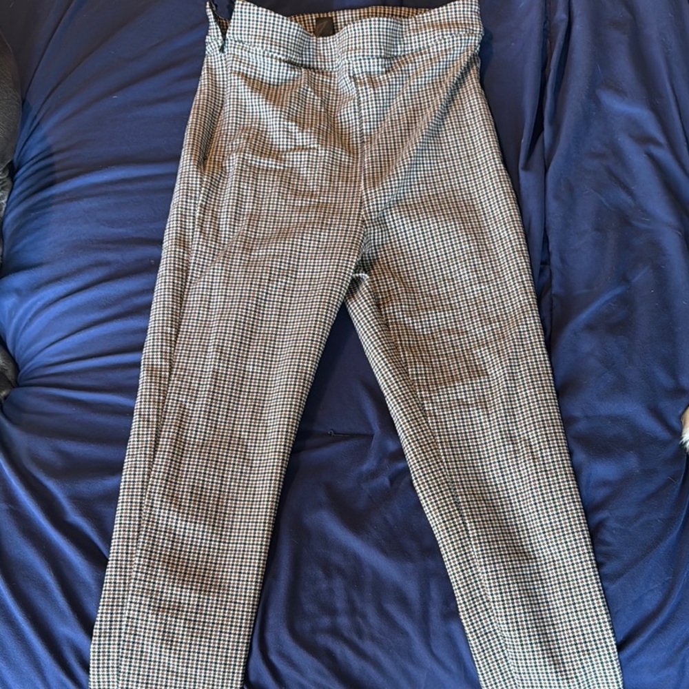 SHEIN Black and White Cropped Plaid Pants
